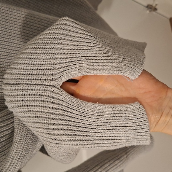 aerie Women's Light Gray Quarter-zip Super Cozy Cotton Sweater (Size M) - Picture 7 of 9